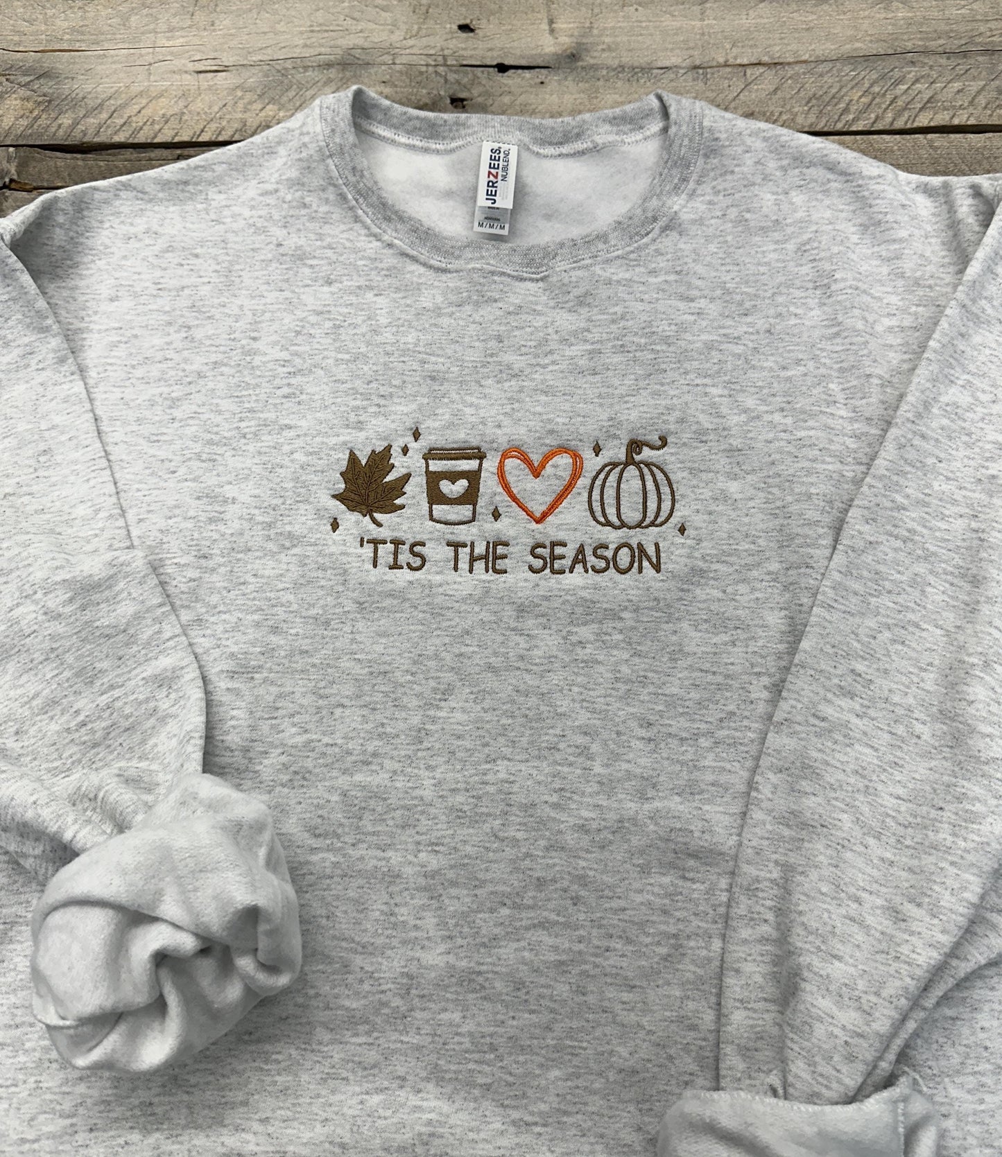 Tis Season Fall Embroidered Sweatshirt~Crewneck~Leaves, Coffee, Acorn, Halloween Sweatshirt~fall sweatshirts
