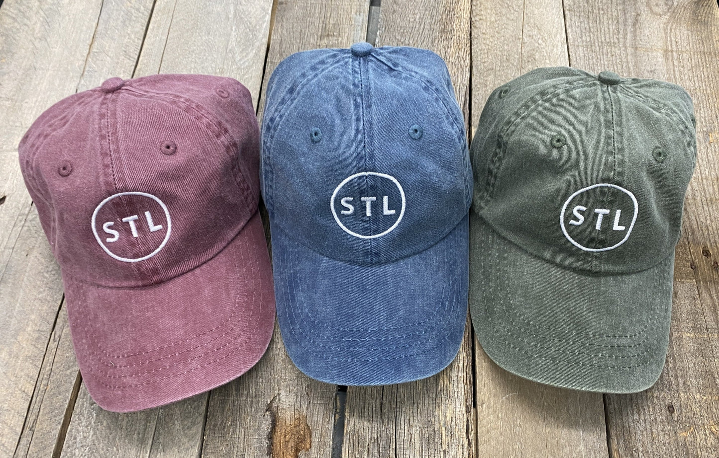 stl pigment dyed baseball hat garment washed free shipping-st.louis-saint louis