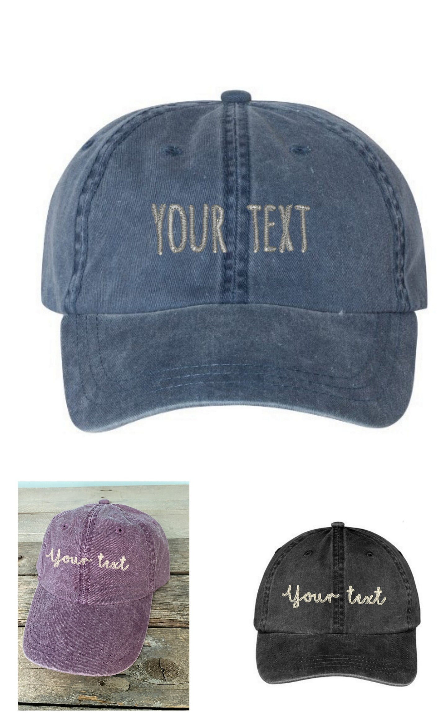 Custom Baseball Hat-You Choose Your Wording,Font and Hat Color