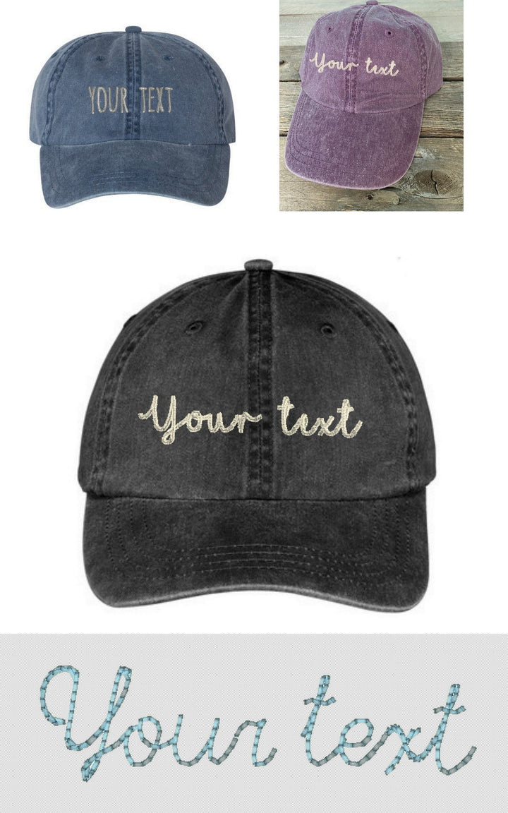 Custom Baseball Hat-You Choose Your Wording,Font and Hat Color