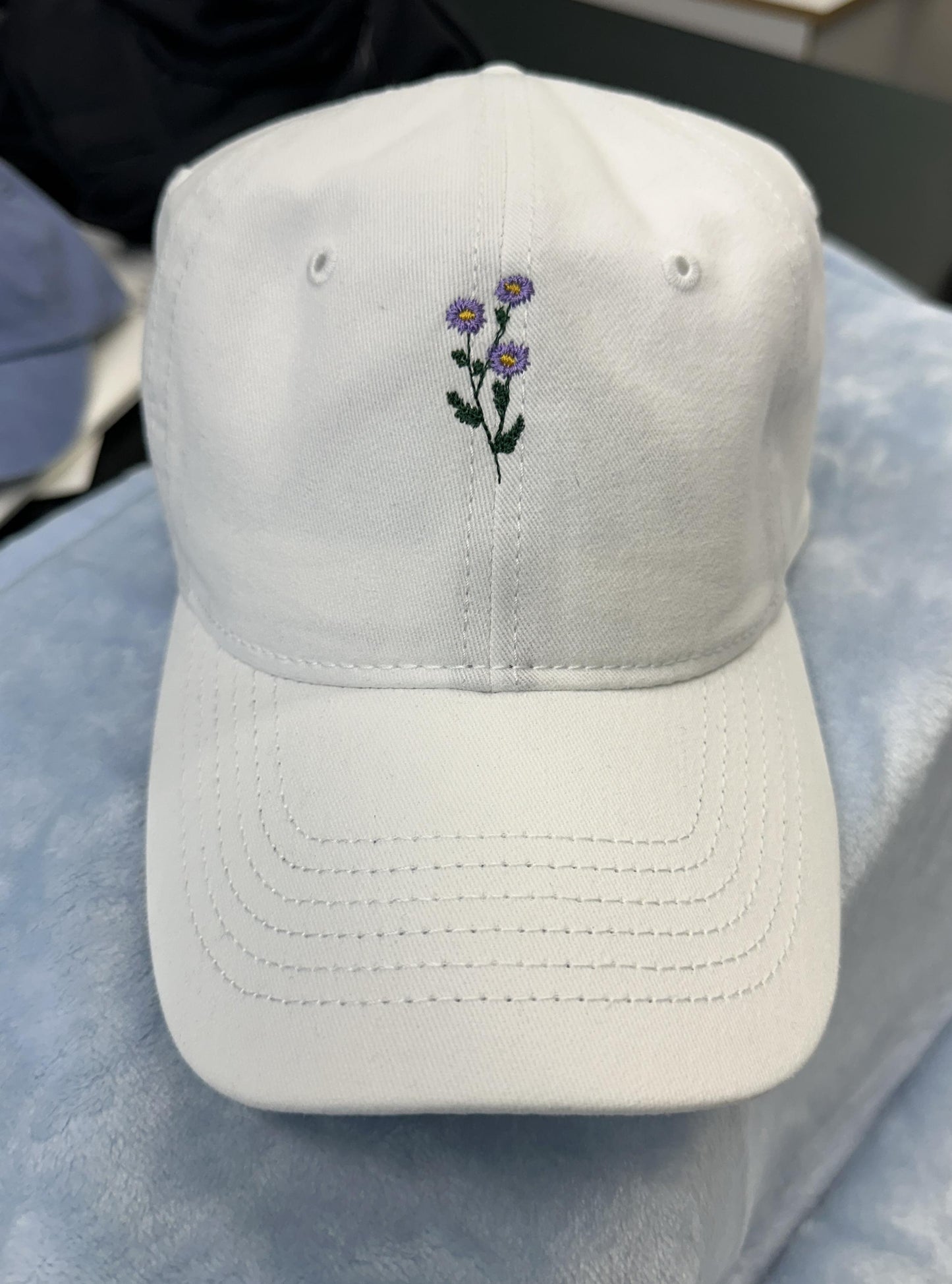 Minimalist Flower Pigment Dyed Baseball Hat, Wildflower Hat, Birth Month Flower Hat, Embroidered Hat, Lily of the Valley, Lavendar, Marigold