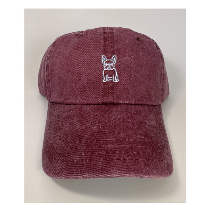 Maroon Pigment Dyed French Bulldog Dad Hat~frenchie~dog baseball hat