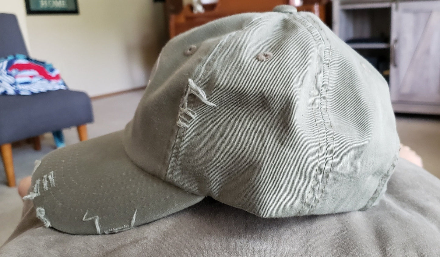 STL Distressed embroidered hat~saint louis~the lou~lt olive