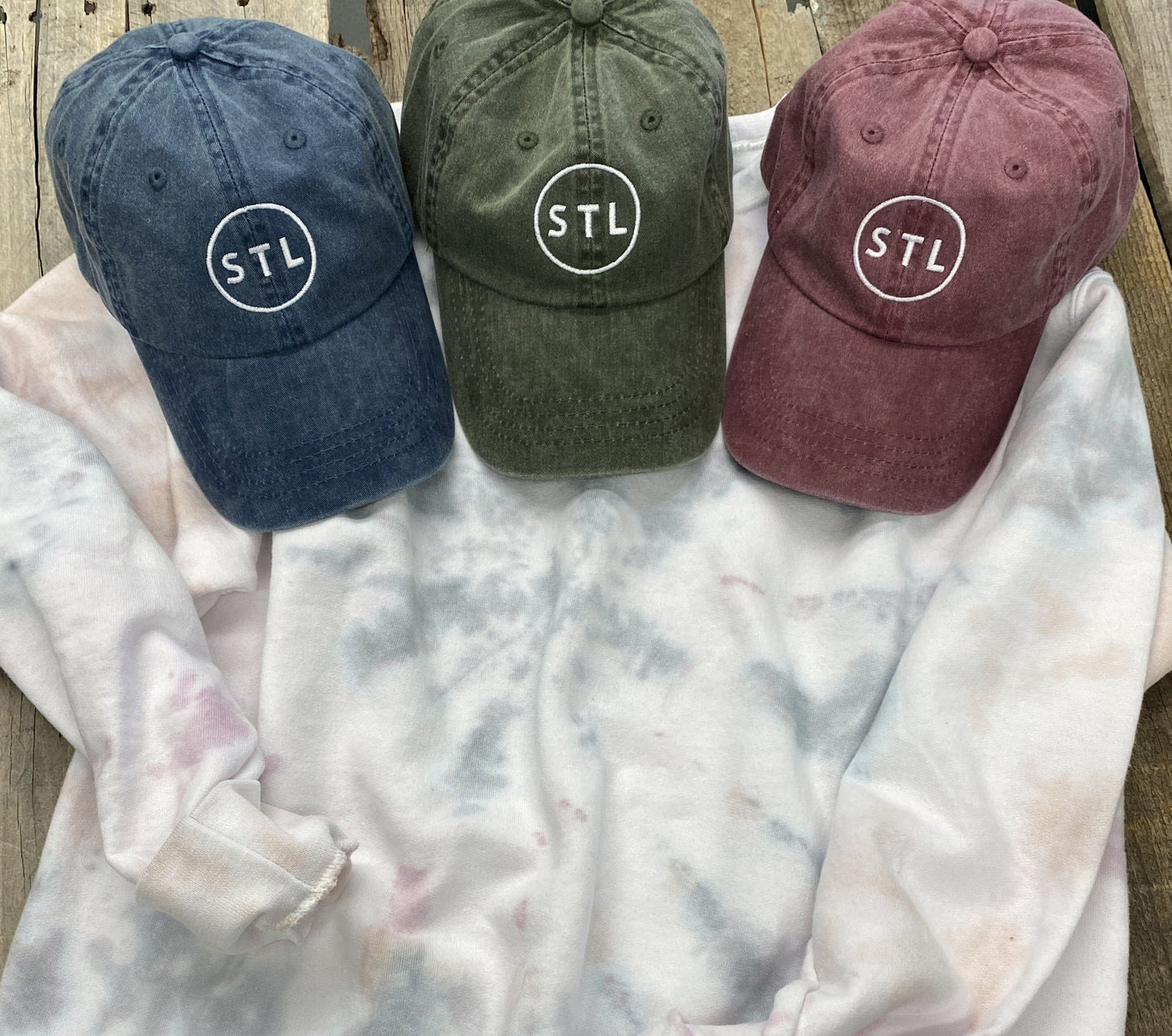 stl pigment dyed baseball hat garment washed free shipping-st.louis-saint louis