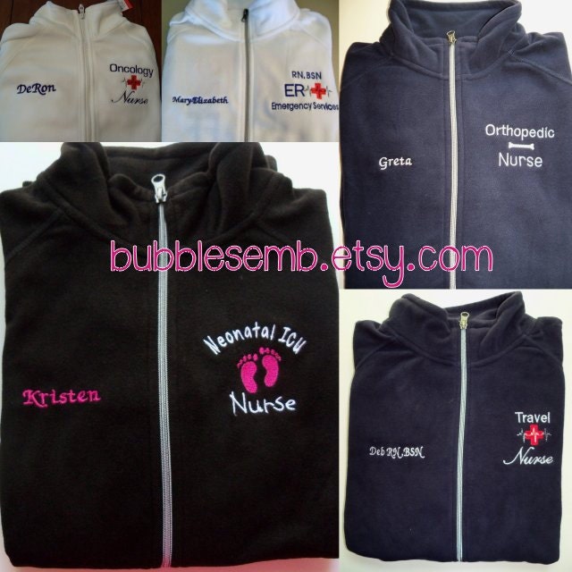 Bulk Nurse Fleece Jackets for Groups Hospitals Departments Medical Specialty Units Embroidered Doctor Personalized