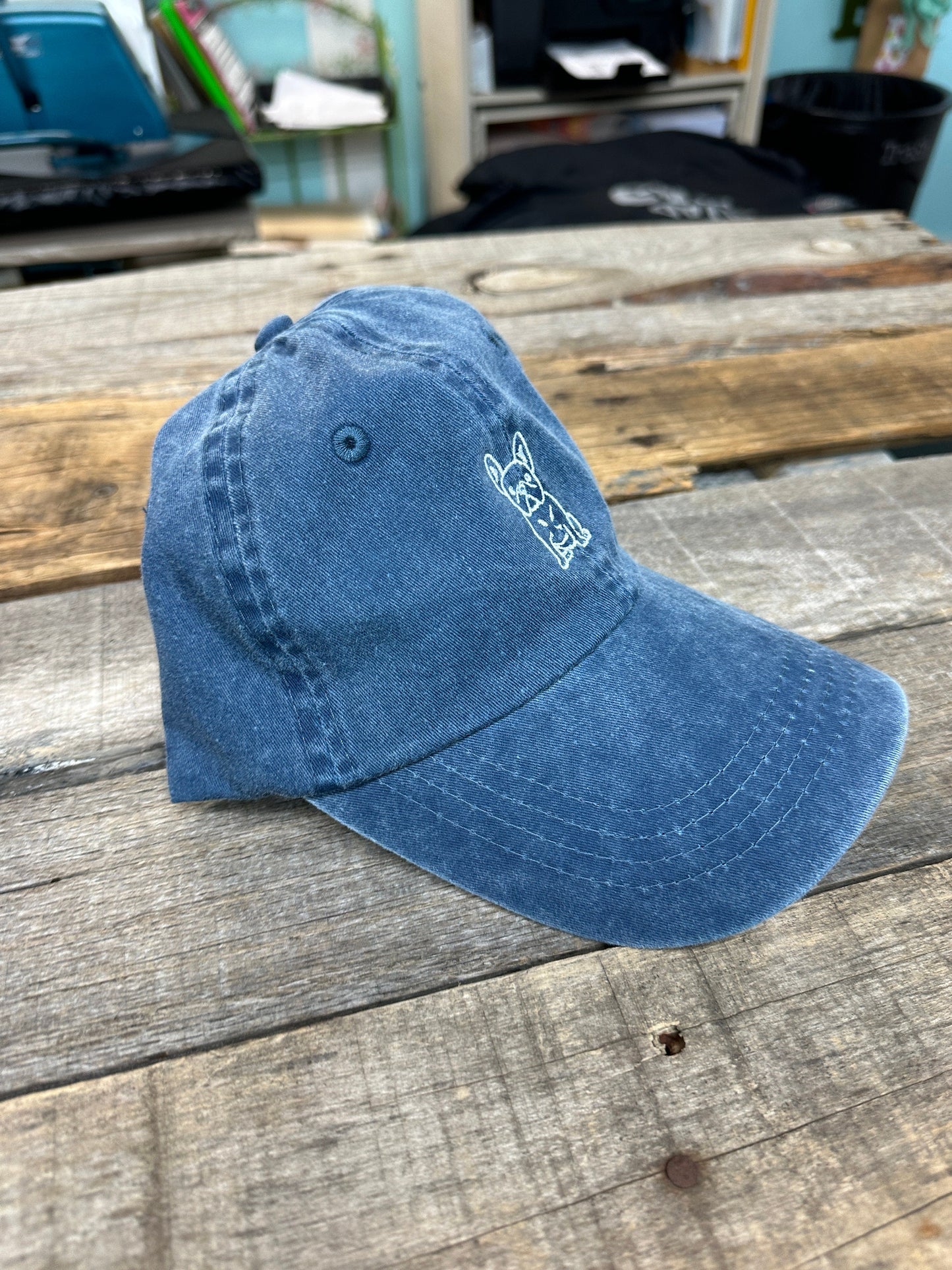 Frenchie Bulldog Baseball Hat~pigment navy~ french bulldog~dad hat~embroidered