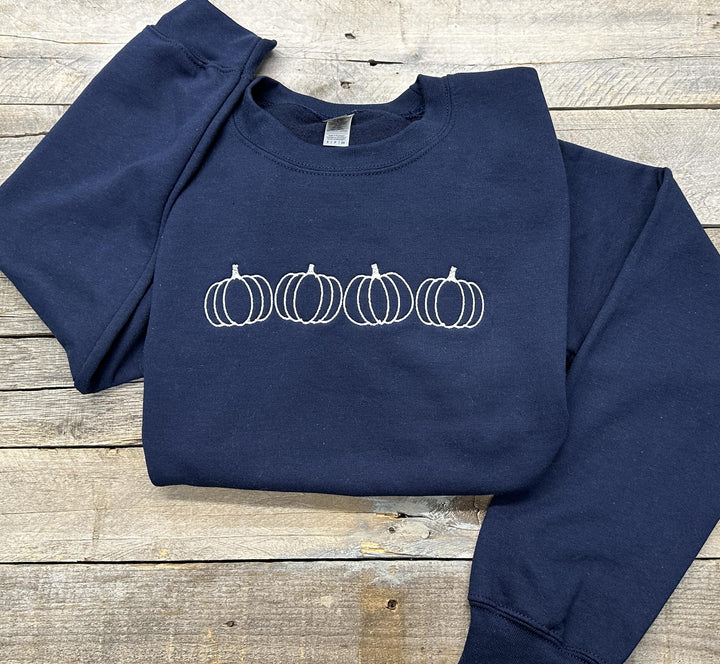 Pumpkins Embroidered Sweatshirt~Crewneck~Halloween Sweatshirt~Minimalist
