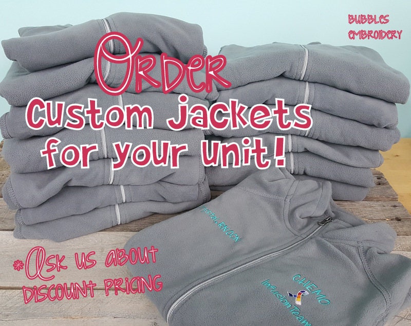 Correctional Nurse Jacket Handcuffs and Caduceus Navy Blue Ladies Lightweight Fleece Full Zip Customized