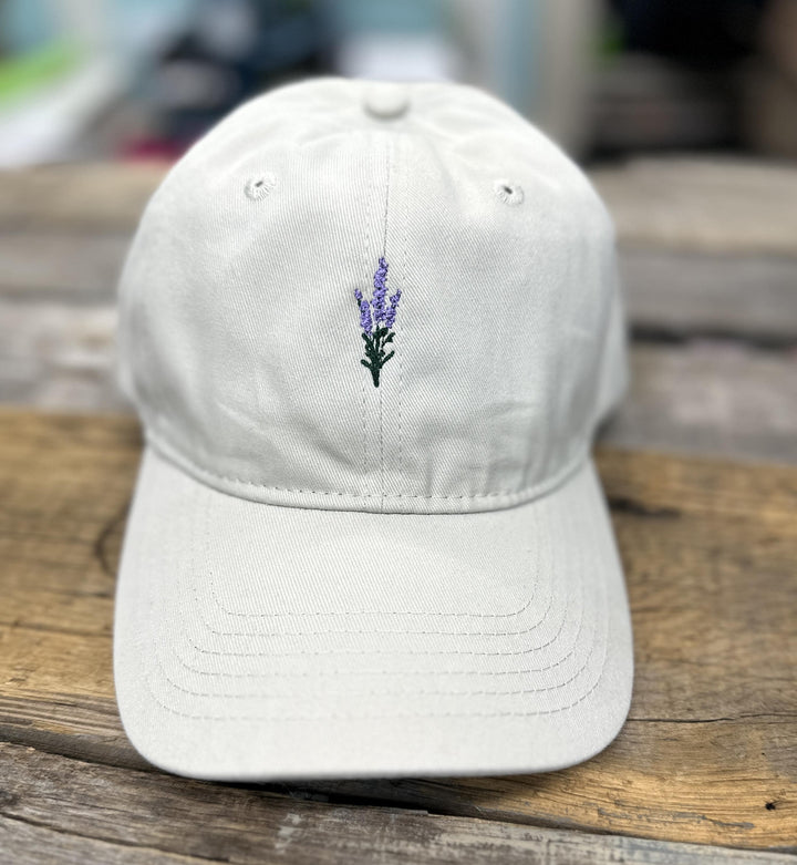Tiny Lavendar Pigment Dyed Baseball Hat, Birth Month Flower Hat, Embroidered Hat,Gardener Gift, Tiny Flower, Dainty Flower Hat,