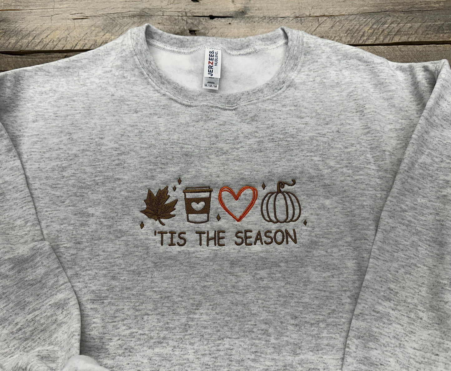 Tis Season Fall Embroidered Sweatshirt~Crewneck~Leaves, Coffee, Acorn, Halloween Sweatshirt~fall sweatshirts