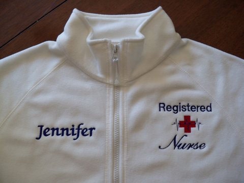 Registered Nurse White Fleece Jacket-Free Personalization