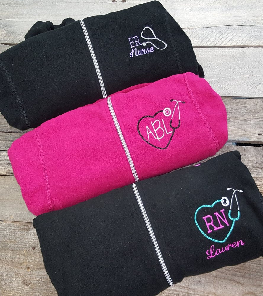 RN Custom Nurse Fleece Full Zip Jacket w/name