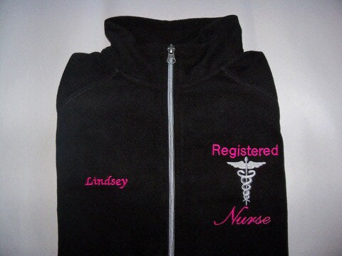Registered Nurse Caduceus Personalized Fleece Jacket Medical Nicu Pediatric