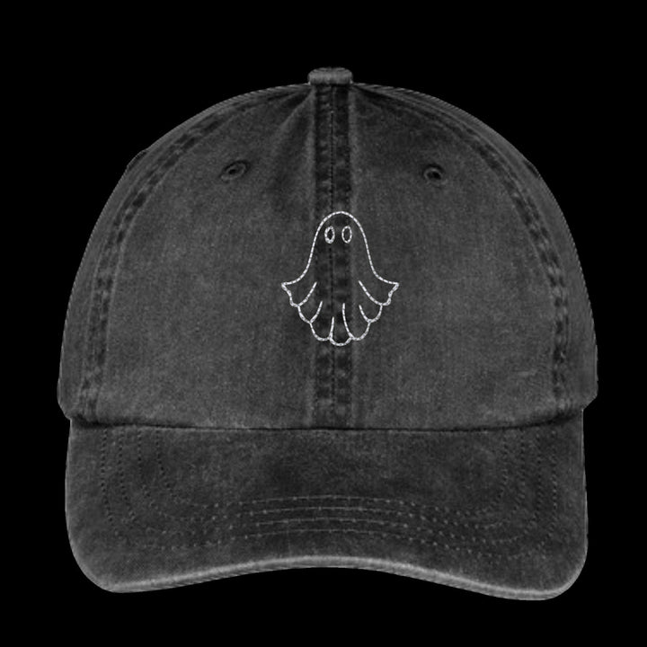 Ghost Embroidered Dad hat ~pigment dyed~spooky ghost~halloween baseball hat~fall hat