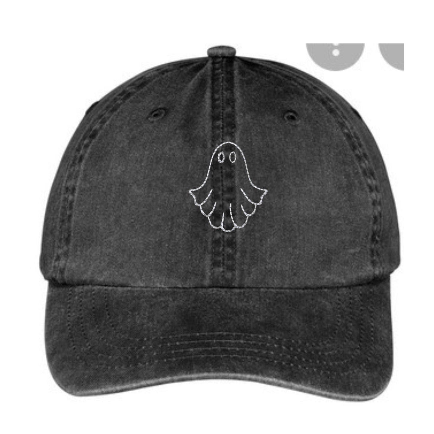 Ghost Embroidered Dad hat ~pigment dyed~spooky ghost~halloween baseball hat~fall hat