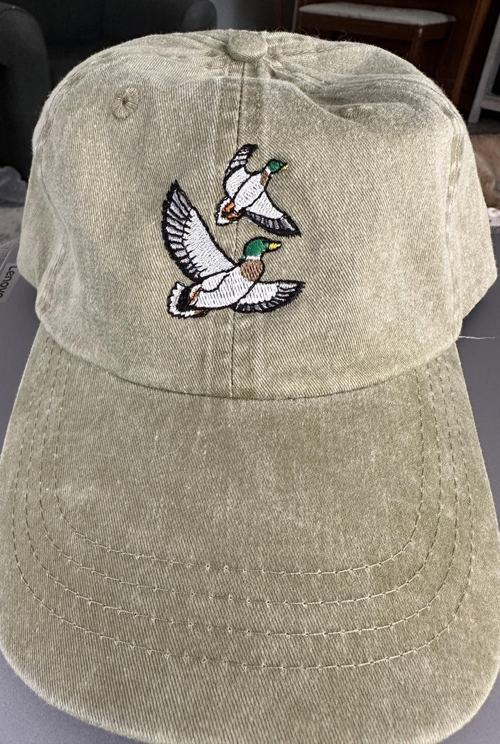 Mallard Baseball Hat~Duck Hat~Embroidered Fall Hat~Hunting hat~Pigment Dyed Hat