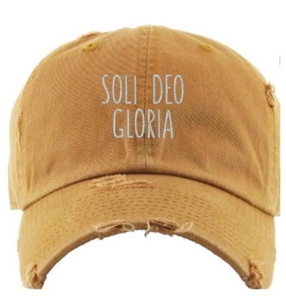 Soli Deo Gloria Baseball Hat~Mustard Hat~Christian Baseball Hat~Reformed
