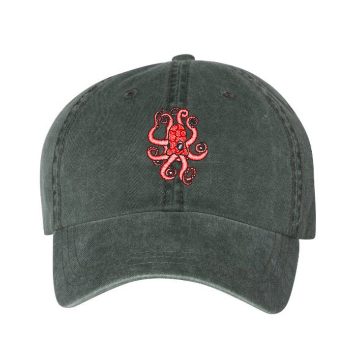 Octopus Embroidered baseball hat ~pigment dyed~Ocean Wildlife