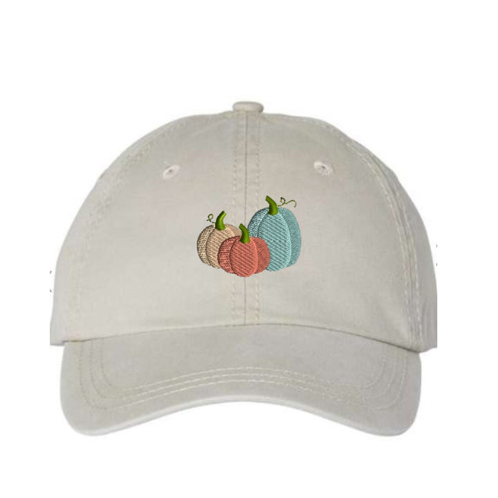 Fall~Pumpkin Embroidered Dad hat ~pigment dyed~pumpkins