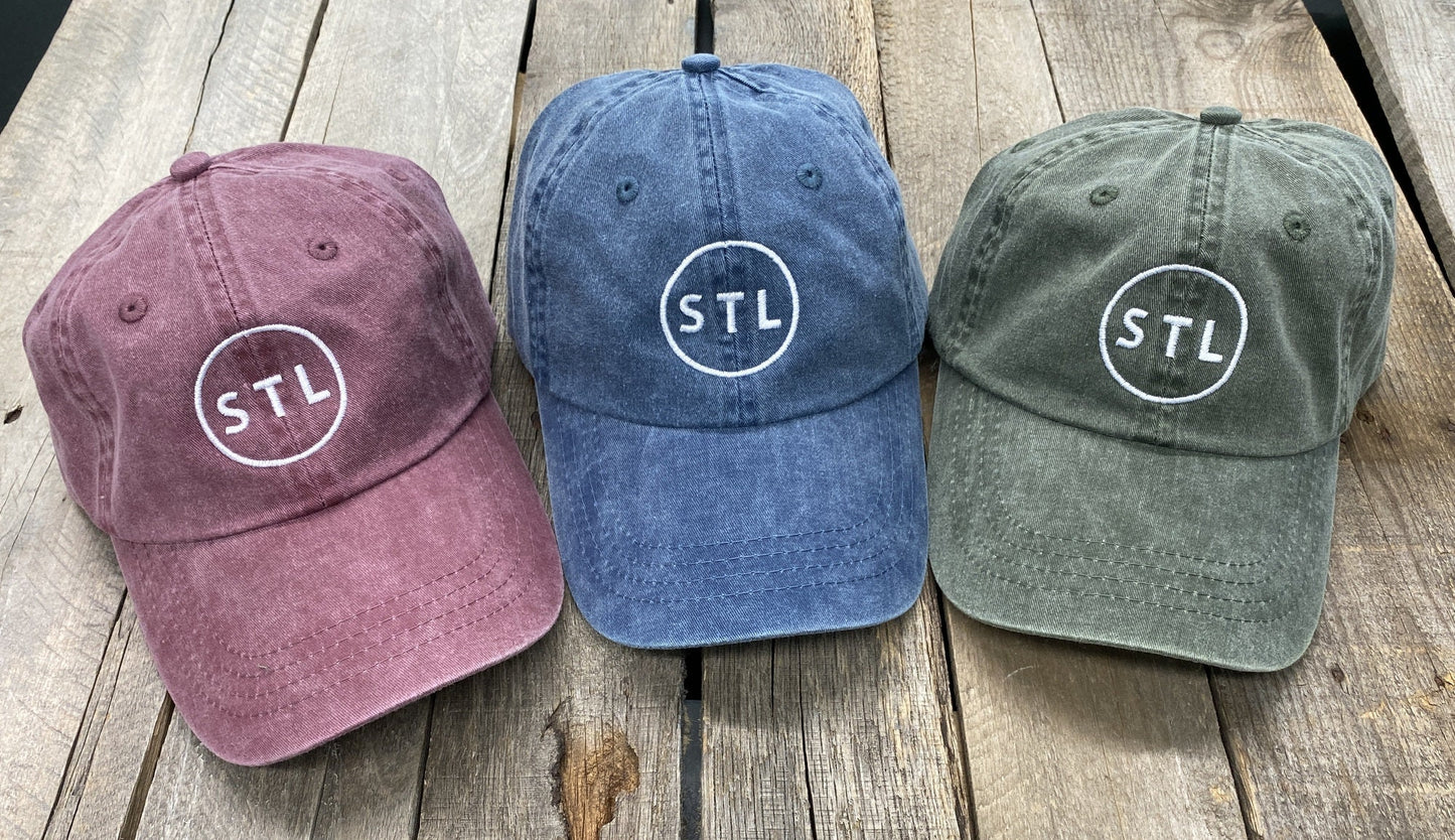 stl pigment dyed baseball hat garment washed free shipping-st.louis-saint louis
