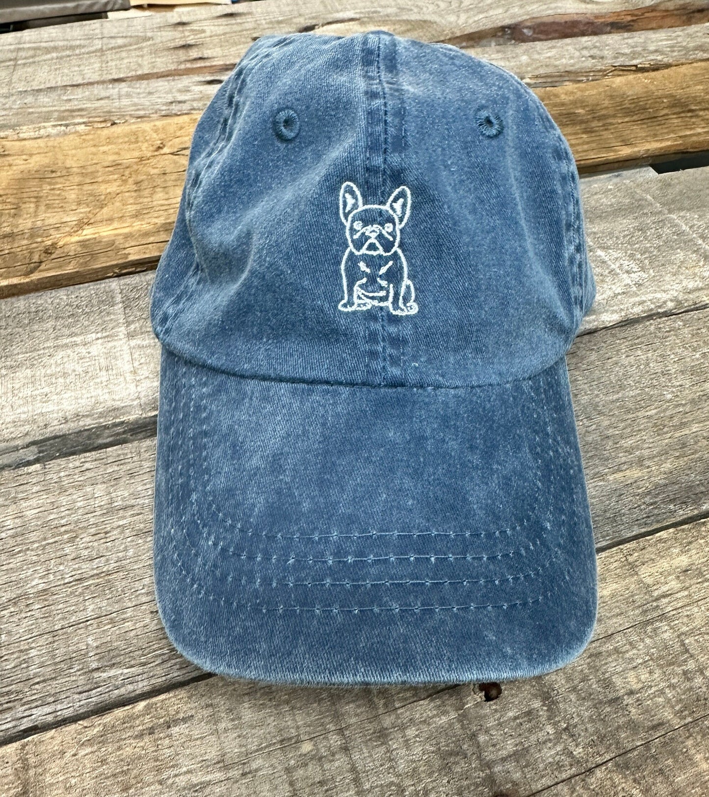 Frenchie Bulldog Baseball Hat~pigment navy~ french bulldog~dad hat~embroidered