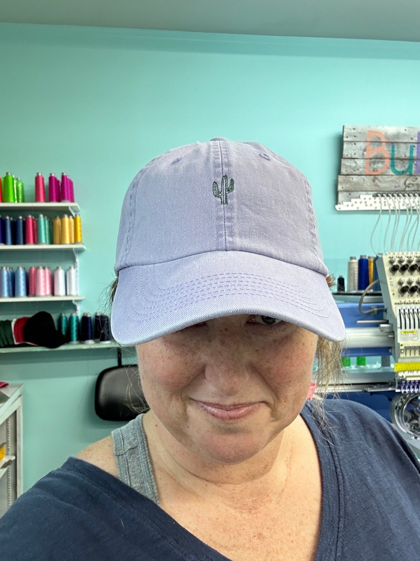 Pigment Dyed Cactus Baseball Cap~Minimalist~succulent hat~lavendar~plant life hat