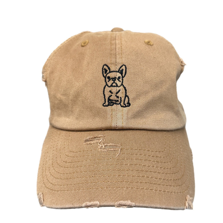 Frenchie Bulldog Baseball Hat~Mustard~french bulldog~dad hat~embroidered~distressed hat