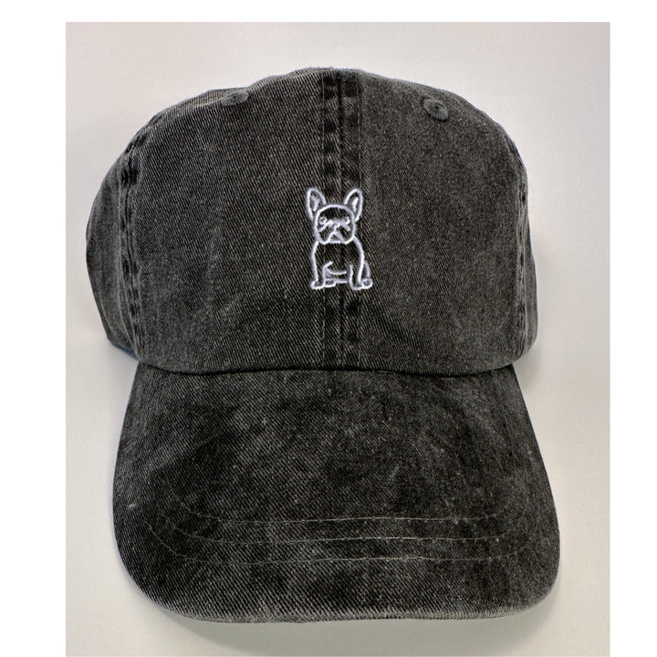 Black Pigment Dyed Frenchie Bulldog Baseball Hat~dad hat~embroidered