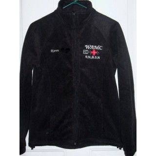 Black Embroidered Medical Fleece Jacket