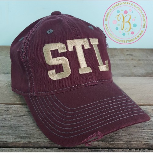 Burgundy Distressed STL Hat