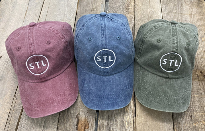 stl pigment dyed baseball hat garment washed free shipping-st.louis-saint louis