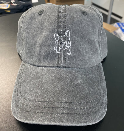 French Bulldog Embroidered Dad hat ~pigment dyed~frenchie