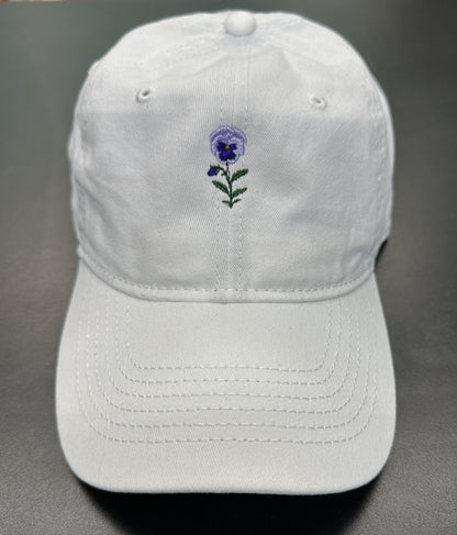 Tiny Violet Flower Hat, February Birth Month, Birth Month Flower Hat, Embroidered Hat, Lavendar, Marigold, Daffodil, Violet