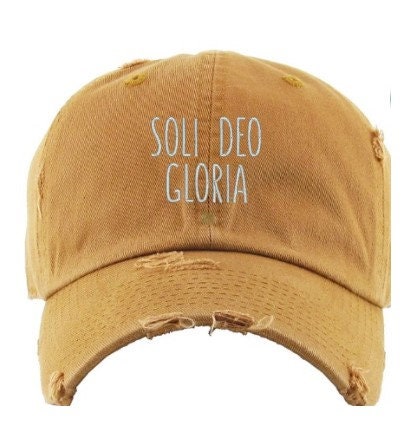 Soli Deo Gloria Baseball Hat~Mustard Hat~Christian Baseball Hat~Reformed