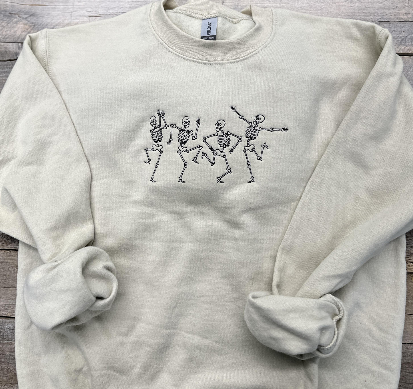 Dancing Skeletons Embroidered Sweatshirt~Crewneck~Halloween Sweatshirt~fall sweatshirts