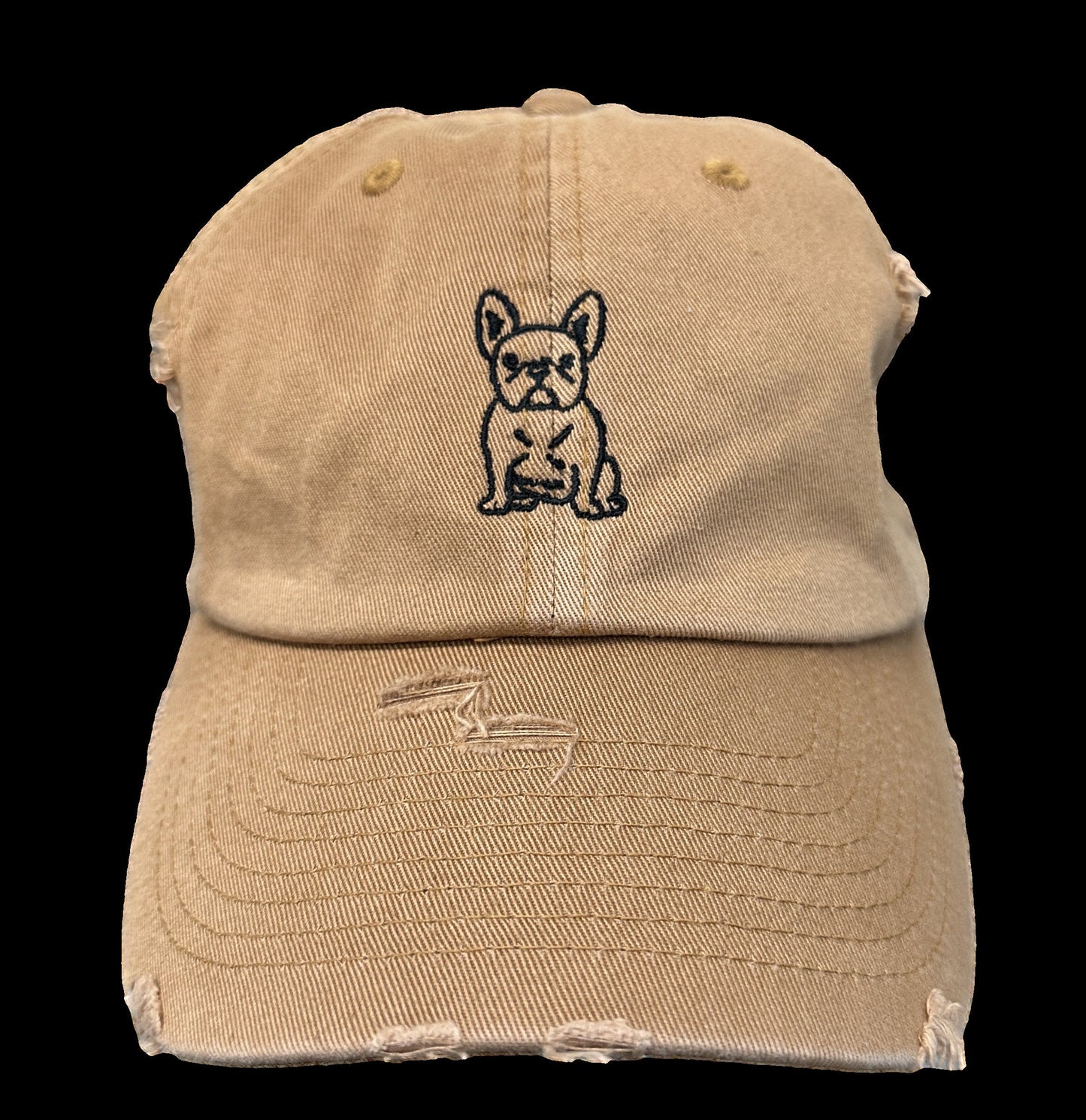 Frenchie Bulldog Baseball Hat~Mustard~french bulldog~dad hat~embroidered~distressed hat