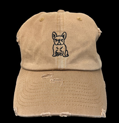Frenchie Bulldog Baseball Hat~Mustard~french bulldog~dad hat~embroidered~distressed hat