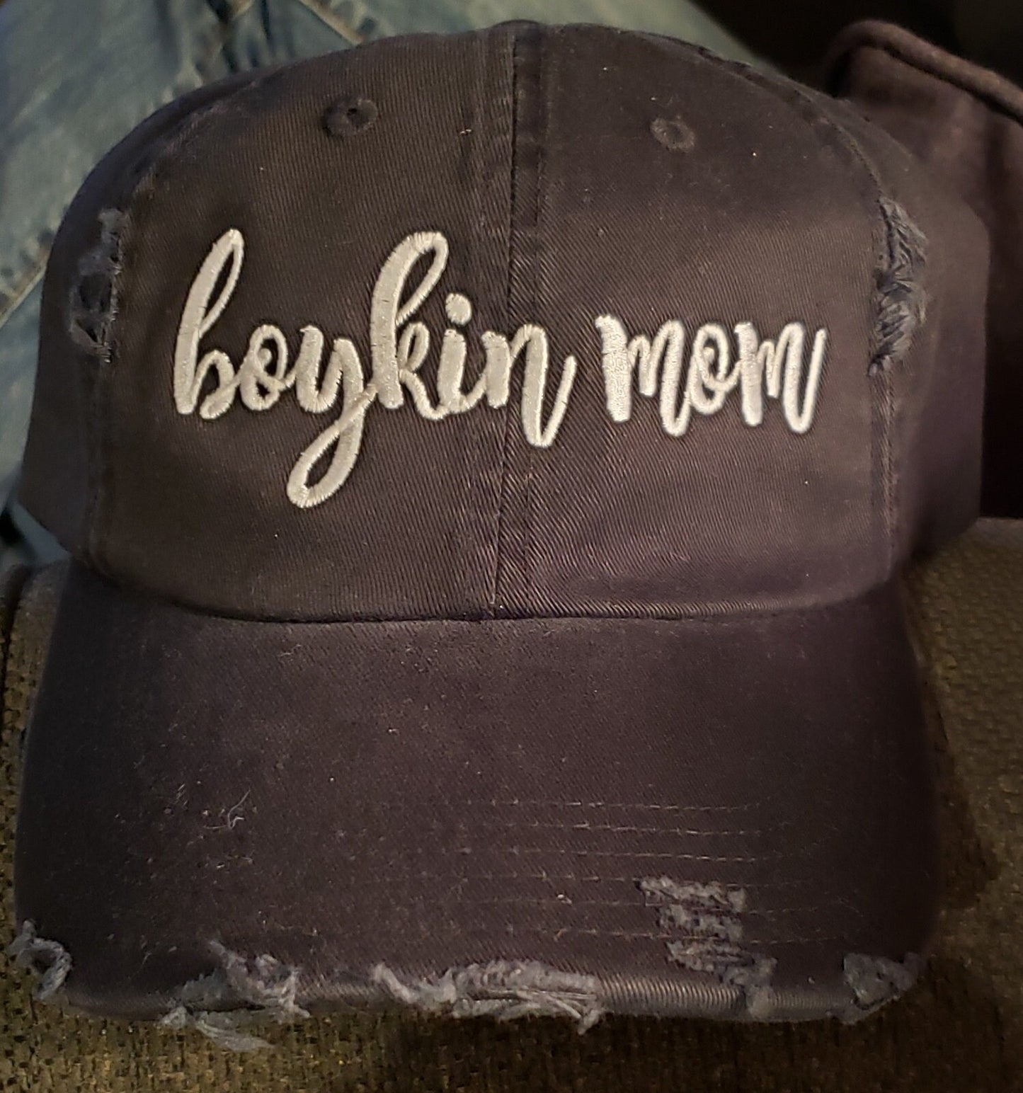 Dog Mom Distressed Baseball Hat Custom Poodle Boykin Pitbull Adjustable Metal Back Multiple Colors