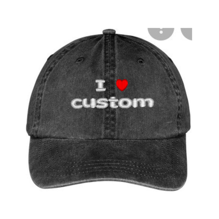 I Heart Hat-custom text-  baseball hat~pigment dyed hat