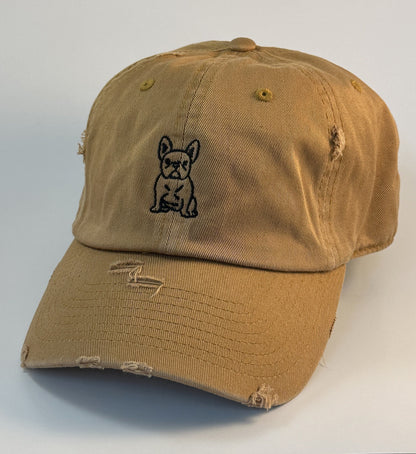 Frenchie Bulldog Baseball Hat~Mustard~french bulldog~dad hat~embroidered~distressed hat