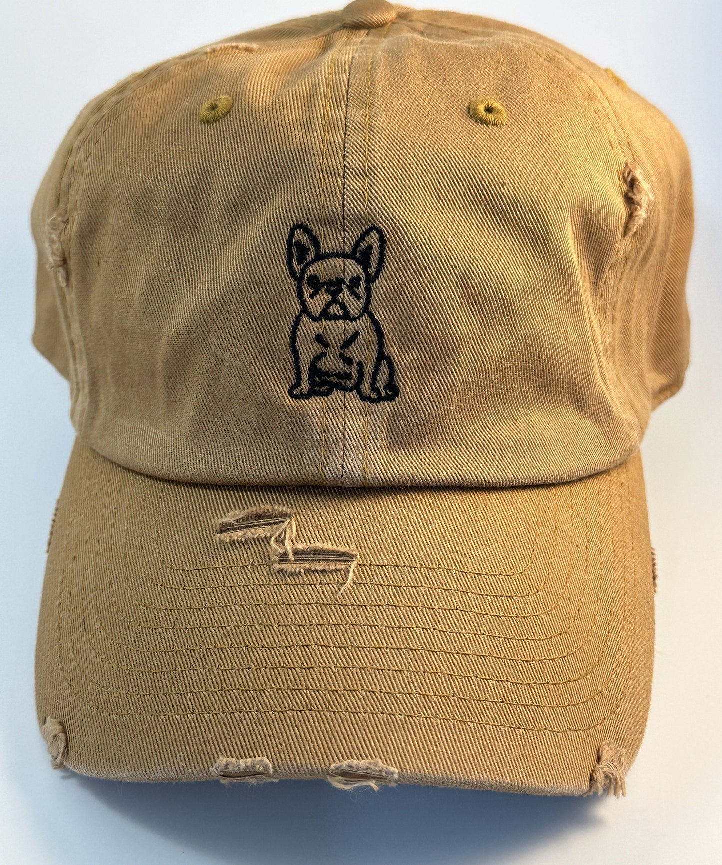 Frenchie Bulldog Baseball Hat~Mustard~french bulldog~dad hat~embroidered~distressed hat