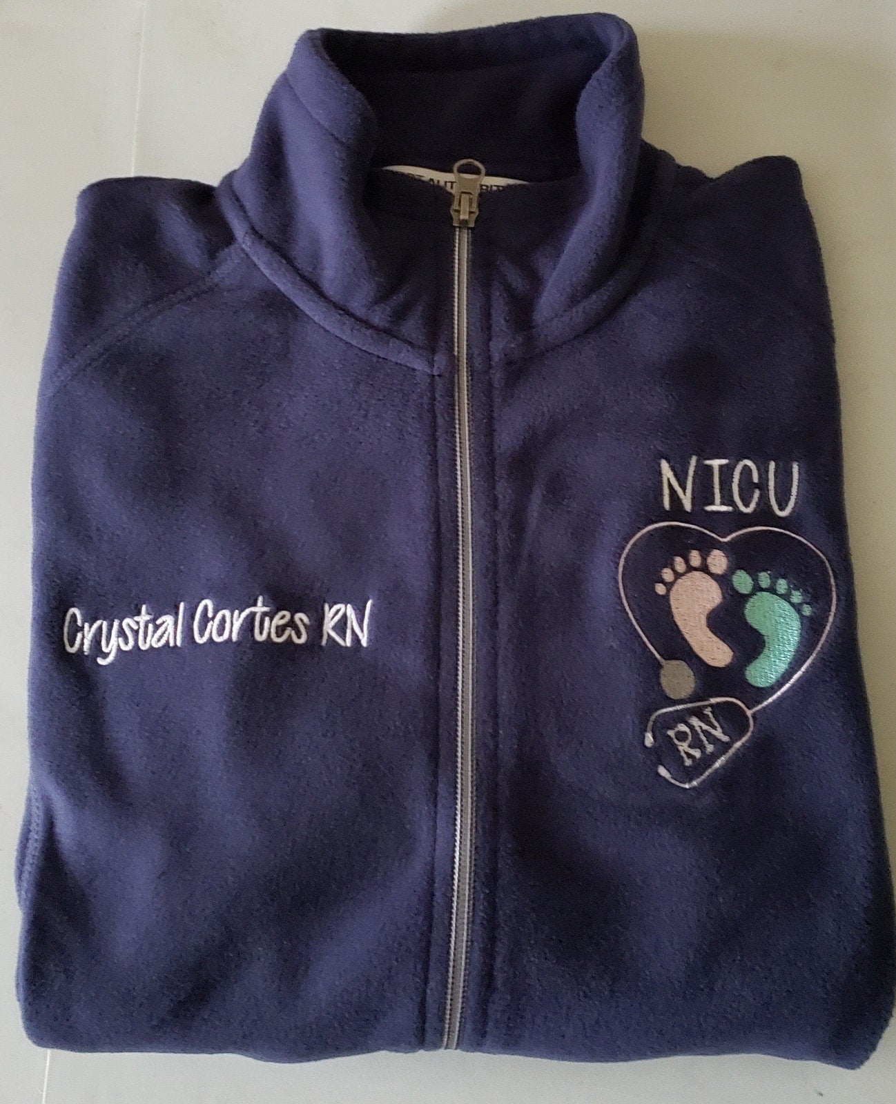 Nicu Baby Footprints Stethoscope Fleece Jacket RN Nurse Free Shipping