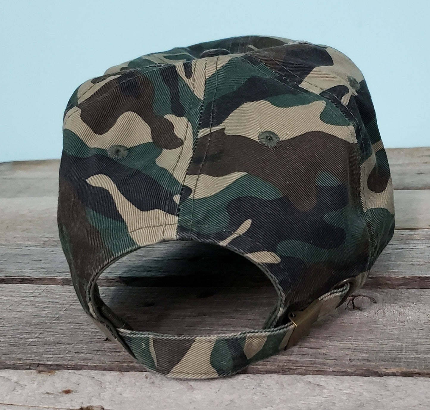 Cross Camo baseball hat, Christian, distressed, vintage dad hat