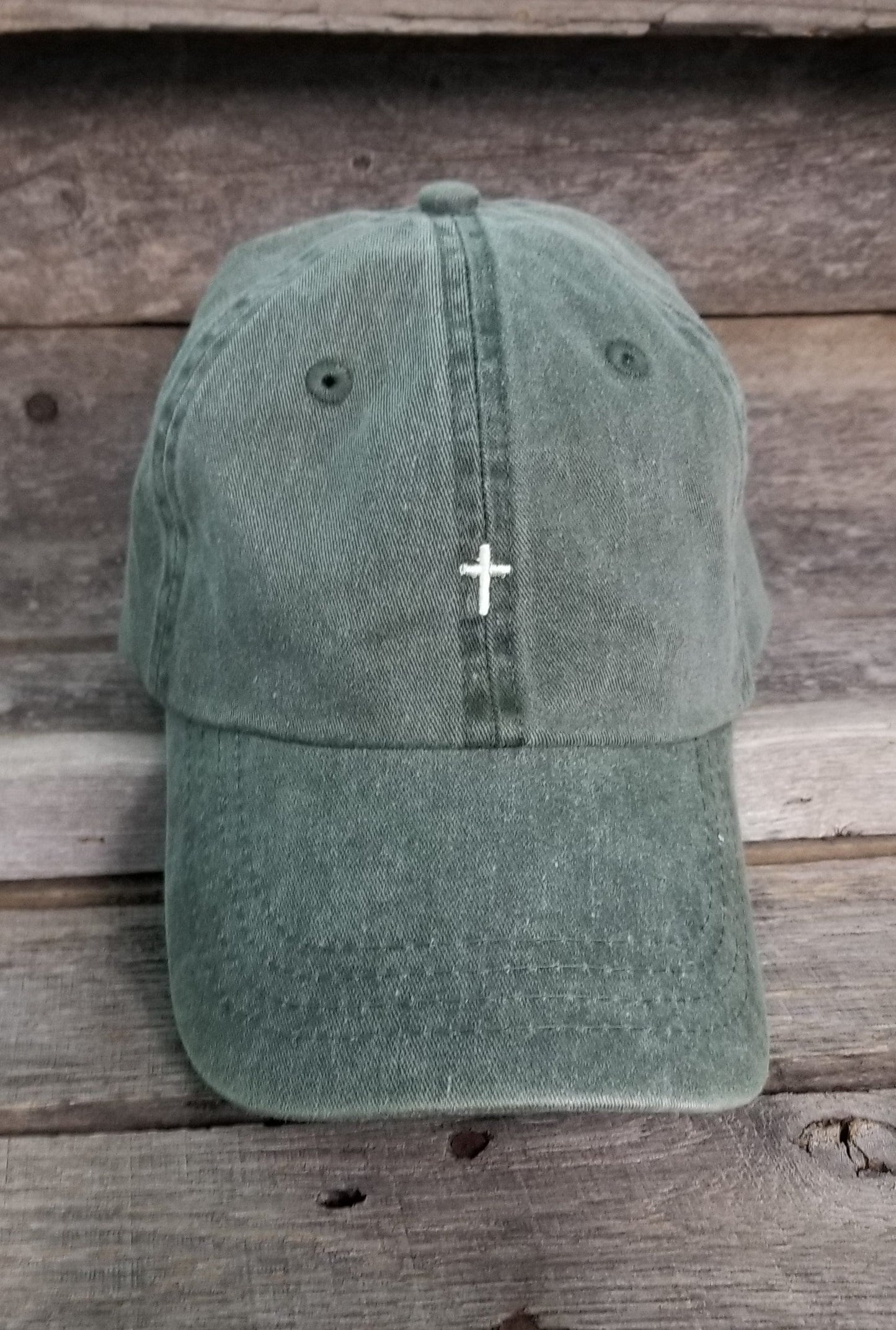 Christian saying pigment dyed dad hat, baseball handwritten. Pray, Be Kind, Cross-Faith dad cap, maroon, forest, navy. Embroidered cross hat
