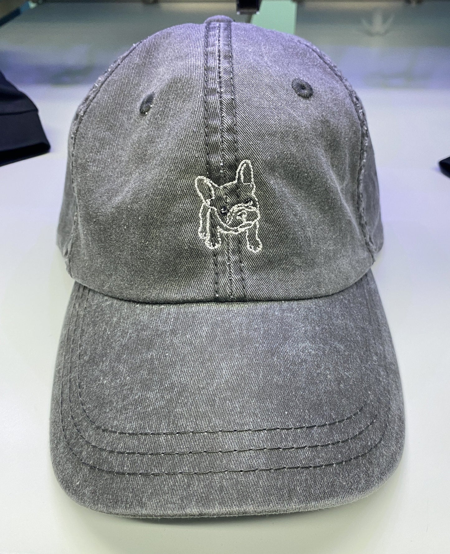 French Bulldog Embroidered Dad hat ~pigment dyed~frenchie