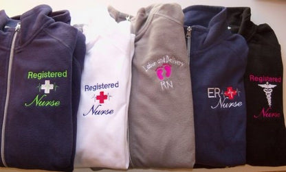 Personalized Fleece Jacket Nurse Registered ER OB Nicu Pediatrics Ortho Tech