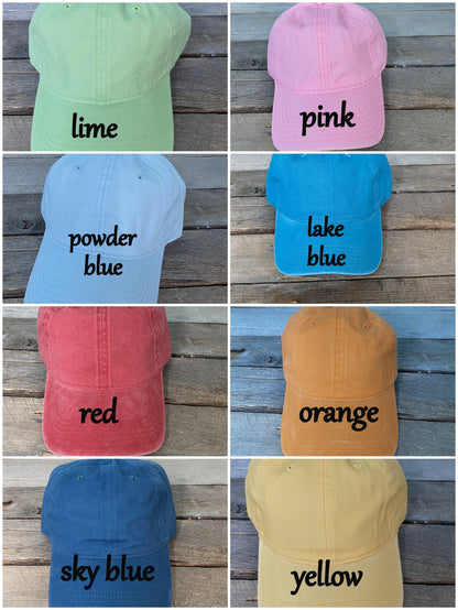 Pigment dyed Dad embroidered hat~side placement-Mom~expecting~father to be