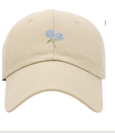 white Hydrangea Baseball Hat~Flower Dad Hat~Pigment Dyed Hat