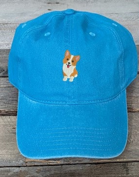 Corgi Baseball Hat~ Dad Hat~Pigment Dyed Hat-Dog Hat
