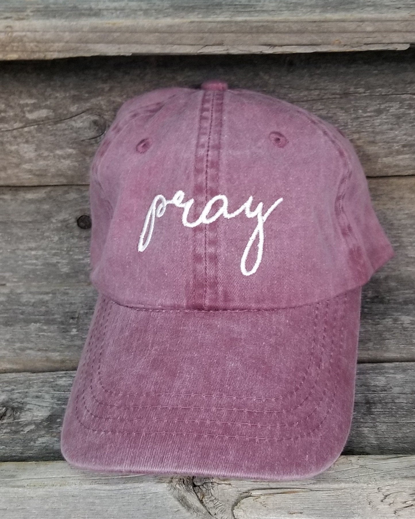 Pigment dyed dad hat with tiny embroidered cross, baseball hat, handwritten. Faith, Christian embroidered unstructured hat